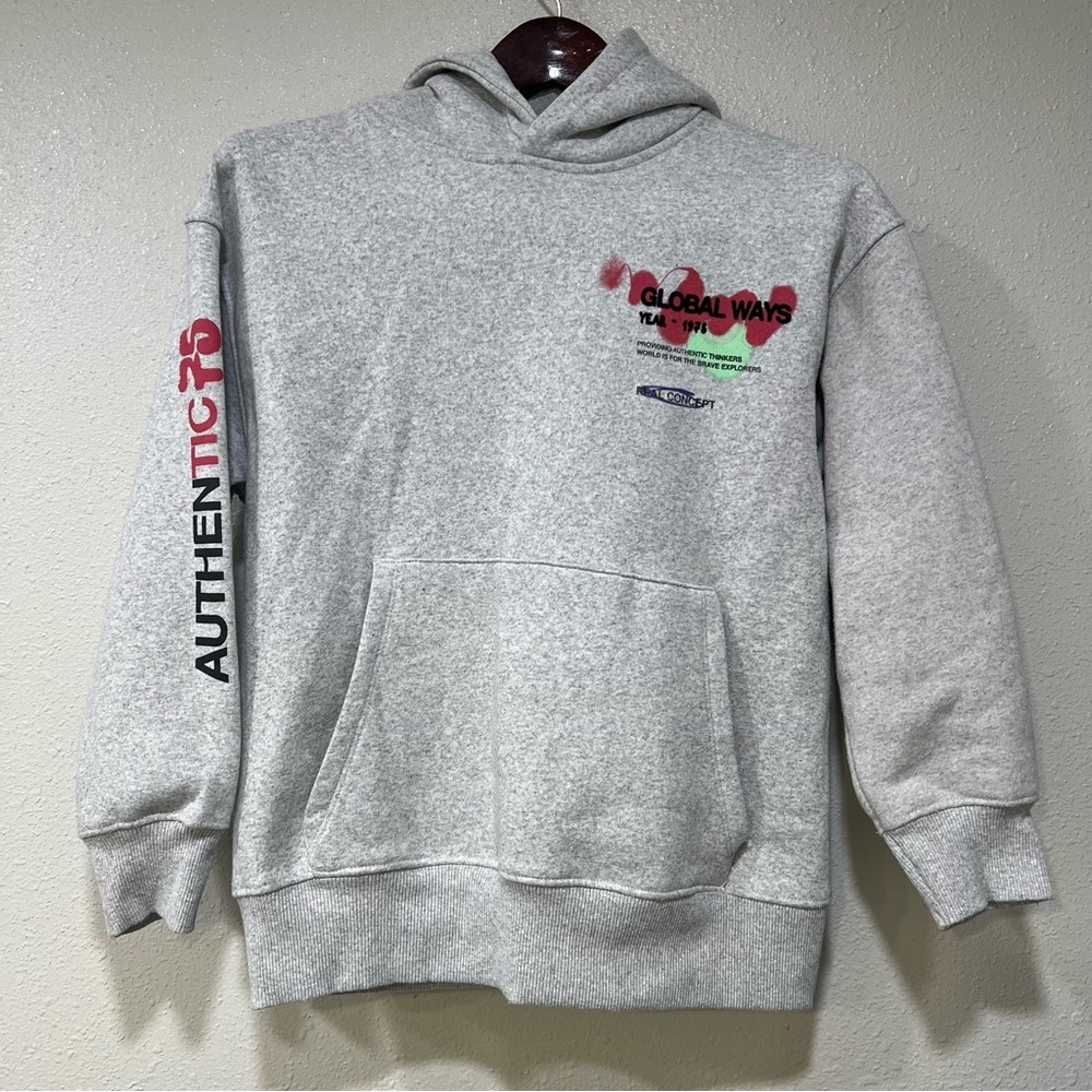 ZARA Kids 11-12 Global Ways Authentic 1975 Gray Hoodie Hooded Sweatshirt